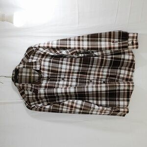 LEE, Women's Plaid Button-Down Shirt - Brown and White